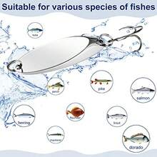 Saltwater Fishing Lures Spoons Metal Treble Hooks Hard Spinner Baits 5 Sizes For Salmon Bass Trout Casting With Metallic Finish - 銀色 - 查看 4