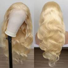 34 Inch Body Wave Human Blended Hair Wig With 13x4 HD Lace. Made From 200% Density Brazilian Virgin Hair In Natural Black. Pre-Plucked Hairline & Glueless Design Offer A Flawless, Quick-To-Wear Look With Voluminous, Soft Curls. - S613 - View 3