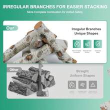 Gas Fireplace Logs Ceramic White Birch Wood Gas Logs For Indoor Insert Vented Propane Electric Gas Fireplace Linear Fire Pits Ceramic Fiber Outdoor Gas Fireplace Fire Pit 6pcs Logs Decor - As Pic - View 5