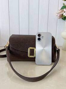 女士单肩包，时尚简约优雅复古翻盖包，适合购物和通勤，咖啡色 - 咖啡 - 查看 7