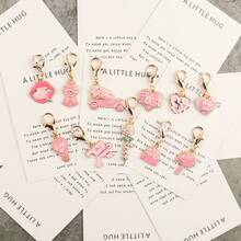 11pcs Valentine's Day Keychain Set With Pocket Hug Card, Pink Theme, Fashion Gift, Interesting Pendant, Valentine's Day Gift For Lover, Party Favor Keychain - Pink - View 10