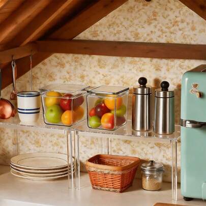 1个透明亚克力多层收纳架，多功能整理架，适用于厨房调料/浴室化妆品/桌面杂物