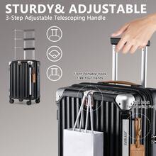 Joyway 5 Piece Luggage Set With Cup Holder, Expandable 25% Capacity, Includes Handbag, Anti Slip Wheels, Hook, Smart Carry On Suitcase For Men And Women Lock YKK Zippers Perfect For Business Trips, Back To School Season, Vacations Or Weekend Getaways - màu đen - Xem 3