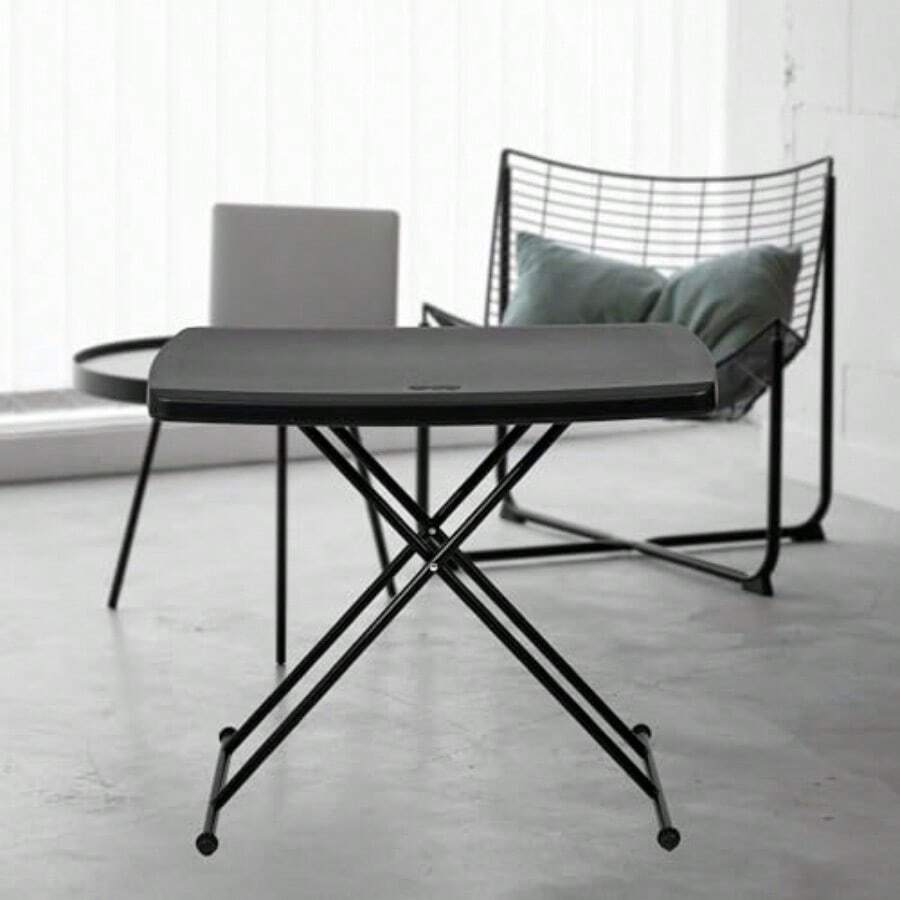 ASDF-EKE Mesa Tablon Plegable Cuadrado 87 cm para Exteriores Interiores Reuniones Jardin Negro - como en la foto - Ver 1