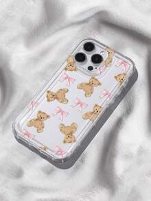 Cute Little Bear Bowknot Printed Transparent Phone Case Compatible With IPhone 13/11/17/17pro/16/14/15/15pro/15 Plus/15 Promax/7plus/8plus/X/Xs Max/Xr/11pro/12pro/13pro/14pro/12mini/13mini/11promax/12promax/13promax/14promax/14plus/17pro Max/17Air/6/6s Plus/7/8/16Pro/16plus/16promax/Se2/17promax&Compatible With Samsung Galaxy/A54/A14/A12/A13/A15/A32/A33/A24/A52S/S20/S21/S22/S23/S24/S23Plus/S24ultra/S25/A15/A33/A23 - Multicolor - View 3