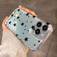 时尚黑色星形图案手机壳，兼容 17/16/15/14/13/12/11 Pro Max/16e/XS/XR/X/8/7 Plus/16e/12/13 Mini/SE2/SE3，精密切割高透明度防震保护套 - 彩色 - 查看 7