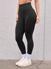 Seamless Back V Waist Butt Lifting High Waist Peach Butt 7/8 Workout Leggings Tights For Women Comfortable Stretchy Soft Breathable Gym Yoga Running Fitness Tights With Seamless Design And V Waistband For A Flattering Fit And Enhanced Booty Lift - 黑色 - 查看 4