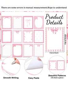 16pcs White & Pink Bow Theme Stationery Set, Includes Bow Pocket Notebook, Sticky Notes, Ballpoint Pen & Mini Notebook, Bow Theme Party Gift, Suitable For Butterfly Theme Baby Shower, Birthday Party & Office Supplies - Pink - View 2