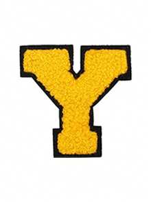 1/26pcs Chenille 2.8 Inch Letter Iron-On Patches, Suitable For Repairing Jeans, T-Shirts And Other Clothing, Letter Patch Badges - Yellow - View 26