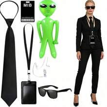 6pcs Fashion Creative MIB Agent Costume Accessories, Secret Service Costume Set Suitable For Men & Women Cosplay - Black - View 1