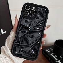 Money 1pc Black Starry Dollar Design Shockproof Phone Case Compatible With IPhone 11/12/13/14/15/16/13 Pro Max/11 7 Pro Max, 17 Air 4 Pro Max/16 Plus/16 Pro Max 17 Pro Max 17 Air - Black - View 1