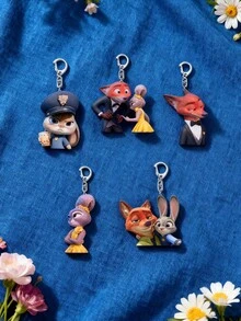 Popular Cartoon Keychain, Nick And Judy Plastic Keychain, Party Favor, Decorative Accessory - Purple - View 1