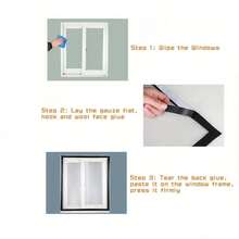 Malla de fibra de vidrio autoadhesiva para ventanas, mosquitera invisible, barrera efectiva contra mosquitos y moscas, fácil instalación DIY sin perforación, red de malla con y borde gris - Gris - Ver 10