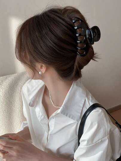 6 piezas Pinzas de pelo de calabaza de acrílico grande de estilo retro elegante, pinzas de garra de tiburón de alta gama, garras de pelo de plástico ABS vintage, adecuadas para primavera, verano, otoño e invierno