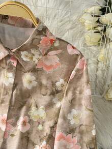 Women's Casual Floral & Leaf Print Arabic Style Top Vacation - Multicolor - View 4