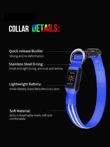 1pc Rechargeable LED Pet Collar, Dual Fiber Optic Lighting, Anti-Lost & Anti-Collision For Medium/Large Dogs At Night - Multicolor - View 8