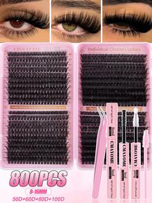 CMAYOME 800pcs Natural Soft False Eyelashes Kit, Mixed Density 10D-100D, Length 8-16mm, D-Curl. Suitable For Beginners Daily DIY Eyelashes, Cartoon Style Eyelashes And DIY Segmented Eyelashes. The Tool Kit Includes Eyelash Glue, Tweezers And Eyelash Brush. Ideal For Daily Outings, Work, Family Gatherings, Dates, Vacations And Travels. - Multicolor - View 13