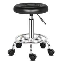 Black Round Rotating Bar Stool With Textured Lines Sturdy Height-Adjustable Seat For Kitchen Island Bar Counter Use - 預設 - 查看 6