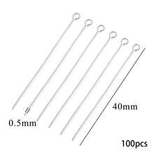 100 Pieces/Bag 15 20 30 40 50 Mm Stainless Steel Eye Pins Jewelry Findings Eye Pin Heads Jewelry Making Materials Furniture Crafts Beading DIY Handmade Accessories