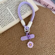 1pc Solid Color Sunflower Pendant Phone Lanyard Wrist Strap, Cute Phone Wrist Strap With Drawstring, Phone Pendant Strap, Suitable For Universal Phone Cases DIY Detachable Pad, Unisex Portable Anti-Lost Anti-Drop Wristband - Multicolor - View 18