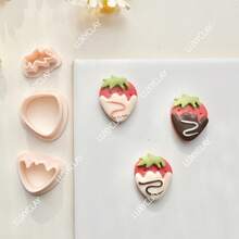 Strawberry Shaped Polymer Clay Earring Cutter, Hollow Strawberry Pattern Clay Cutter, Suitable For DIY Pendant Jewelry Making, Fruit Clay Cutter - Beige - View 7