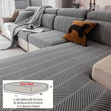 1pc Simple Striped Sofa Slipcover, High-End Non-Slip Living Room Couch Cover Cushion, Machine/Hand Washable, Pet-Friendly, Suitable For All Seasons, Home, Kitchen, Bedroom, Office Use - Dark Grey - View 12