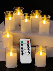 6/12/24 pièces Bougies sans flamme scintillantes avec télécommande, bougies électroniques de petite taille (livrées avec piles) de 4 cm x 6 cm, effet de flamme 3D, minuterie 2/4/6/8 heures, bougies LED miniatures, convient pour la décoration de la maison, le mariage, la fête, la table à manger, le jardin, la Saint-Valentin - transparent - Voir 4