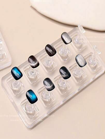 5Pcs/10Pcs Nail Stand For Press On, Transparent Non-Magnetic Cat Eye Nail Holder, Acrylic Nails Art Display Design Supplies With Nails Art Tools For DIY Beginners Home Salon ﻿