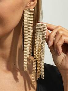 2pcs/Set Bohemian Geometric Sequin Tassel Earrings, Luxurious & Elegant For Daily Casual, Party, Couple Date, Women's Holiday Versatile Jewelry Gift - Earring - View 2