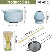 中秋月白抹茶筅礼盒（宋式抹茶筅+白釉斑点茶碗+不锈钢茶漏+竹制茶勺+筅架）| 中秋阖家宴/伴手礼 优雅斑点釉+全套日式抹茶冲泡套装 - 彩色 - 查看 4