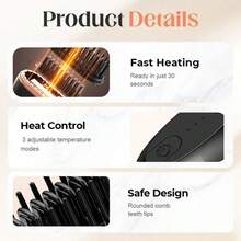 Mini Straightener, Rechargeable Portable 2 In 1 Hair Cordless Straightener Brush Fast Heating Hot Comb For Home Travel Gift, Anti Scald Shell Lightweight Portable 3-Speed Temperature Control - Black - View 5