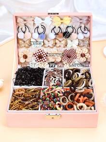 960pcs/Set Kawaii Brown Hair Accessories Set, Includes Butterfly, Flower, Bow Hair Clips And Brown Elastic Hair Ties - Suitable For Girls And Women, Practical For School, Events, Parties, Daily Hairstyles, Also Great For 2026 New Year Gifts, Valentine's Day Gifts, Claw Clips - Multicolor - View 3