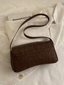 Neue retro-chic Wildleder Umhängetasche für die Herbst/Winter Saison 2025. Mit Metallschnallen, Klappe zum Verschließen und einem leichten, minimalistischen Design. Diese einfarbige, weiche Tasche ist perfekt für den täglichen Freizeitgebrauch, den Arbeitsweg, den Büroalltag und den Studentengebrauch von Frauen. - Kaffeebraun - Übersicht 5