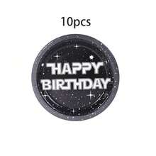 10pcs/20pcs/40pcs/50pcs,Disposable Paper Plates For Starry Sky Themed Birthday Party Decorations, Black Galaxy Spaceship 7-Inch And 9-Inch Paper Plates, Starry Sky Themed Birthday Party Supplies & Gifts - Multicolor - View 12