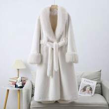 2025 Winter Loose Patchwork Shearling Jacket Above The Knee Long Style, Autumn Winter Women's Jacket, Women's Top - White - View 4
