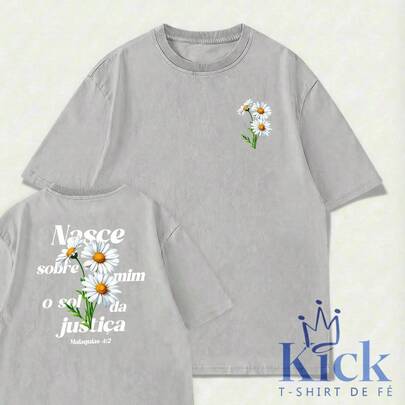 Camiseta Cristã Nasce em Mim - Malaquias 4:2 T-Shirt 100% Algodão Casual