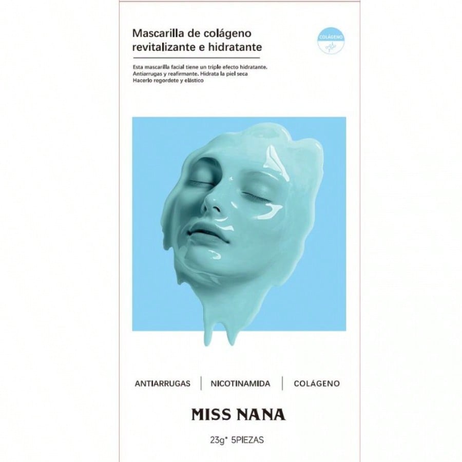 Paquete de 5 mascarillas faciales antiarrugas de colágeno juvenil (azul)