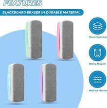 Ddaowanx Whiteboard Eraser, Magnetic Dry Erase Eraser, Glass Board Eraser,School And Office Supplies (4 Pack\/4 Colors) - ColorB - 查看 1