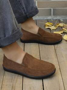 Pantuflas mocasines para hombres, zapatos de casa con espuma de memoria, pantuflas tipo mocasín cálidas para interiores/exteriores - Marrón - Ver 3