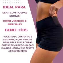 Calcinha Boxer Feminina Shorts Sem Costura Cintura Alta Lisa Segunda Pele Estilo Box Shortinho - Preto - Visão 3