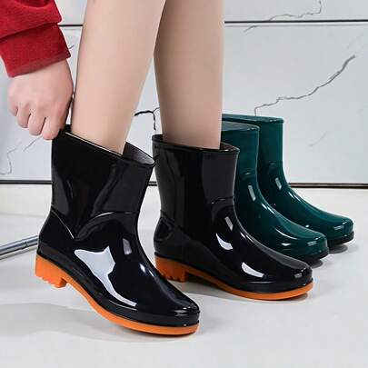 1 Pair Women's Mid-Calf Rain Boots, Short Shaft Adult Waterproof Shoes, Lightweight And Comfortable, Spring Summer Picks, Brides Maid Gifts, Room, Bedroom Decor, Bedroom Decor, Beach, Travel, For Men, For Women, Vacation,Women's Day,Travel Essentials,Wedding Favours,Y2k,Bedroom,Car Accessories Women,Kitchen Decor,Cute Stuff