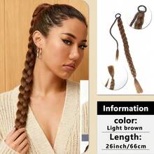 1条18英寸/26英寸/30英寸长直马尾假发,50克/66克/110克,合成纤维,柔软自然,适合日常佩戴,浅棕色 - 鏽棕色 - 查看 13