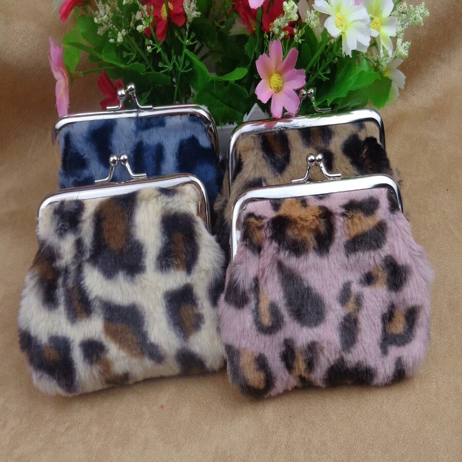 1pc/2pcs/4pcs Random Textured Women Fashion New 4-Inch Leopard Print Plush Coin Purse With Clip Plush Fabric Bank Card Coin Pouch Party Gift Small Gift Pack For Women Money Wallet Mini Wallet Purse Wallet Small Wallet Coin Wallet Travel Essential Id Card Holder Id Holder - Multicolor - View 1