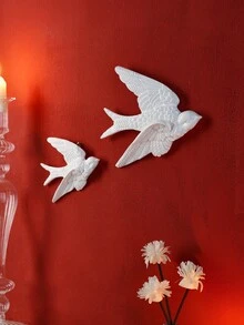 1件/2件 白色燕子樹脂壁掛飾品，飛翔燕子居家牆面裝飾，極簡 3D 浮雕牆飾，適用於居家、餐廳、派對、婚禮等場合的家居裝飾，玄關牆掛 - 白色 - 查看 11