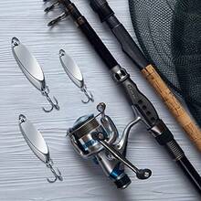 Saltwater Fishing Lures Spoons Metal Treble Hooks Hard Spinner Baits 5 Sizes For Salmon Bass Trout Casting With Metallic Finish - 銀色 - 查看 5