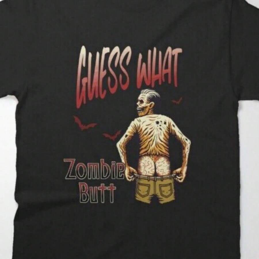 What Zombie Butt Halloween Fun Classic T-Shirt - 黑色 - 查看 1