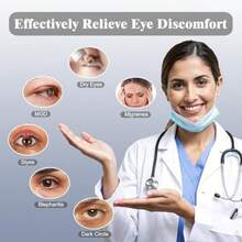Máscara ocular térmica inalámbrica de seda para ojos secos compresa cálida que bloquea la luz mejora el sueño con 3 niveles de calor almohadilla térmica lavable para migrañas ideal para v - Negro profundo - Ver 2