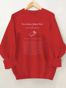 Sweatshirts For Women Plus Size - Andersen's Little Matchstick Man Matchbox| Comfortable And Soft Women's Hoodie, Round Neck, Long Sleeve, Slogan Pattern, Casual Style, Suitable For All Seasons Loose And Comfortable Pullover - trắng - Xem 6