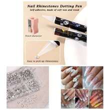 Nail Art Rhinestones Kit Flat - Back Round Glass Crystals Gems With Pick Tweezers And Nail Picker Manicure Nails Supplies Crafts Decorations - Thông thoáng - Xem 1