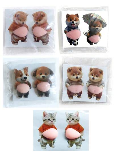 3D Foam Dog Sticker, Soft Pinch Bubble Kawaii Animal Embossed Drop Seal Sticker, Cute Dog And Cat Decompression Sticker, DIY Decorative Stickers For Water Bottles, Scrapbooking, Refrigerators, Phones, Notebooks, Rewards Gift